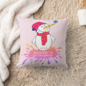 Coussin Premier rose de Noël pour bébé Snowman mou (Couverture)