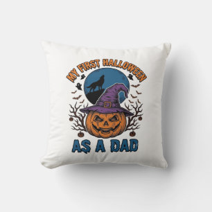 Coussin Premier T-shirt Papa Halloween Vintage Citrouille 