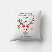 Coussin Premier Valentines Jour mignonne Bébé Coeur Cerf M (Verso)