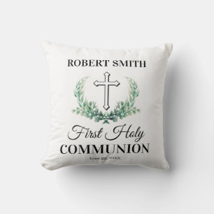 Coussin Première communion feuille verte 