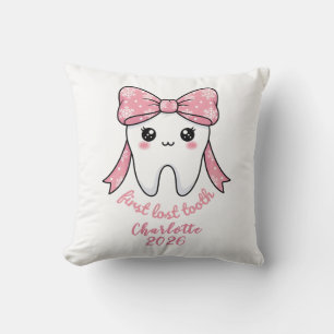 Coussin Première Dent de Bébé Ruban Rose Kawaii