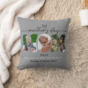 Coussin Première fête des mères 3 Photos Collage Maman déc
