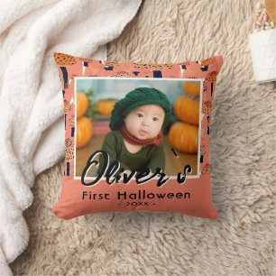 Coussin Première photo d'automne du champignon orange d'Ha