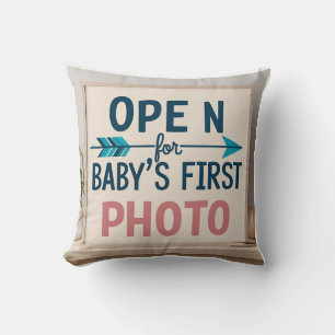 Coussin Première photo : Ouvert pour les moments marquants