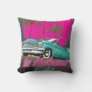 Coussin Prenez un voyage à Cuba reto affiche 1985