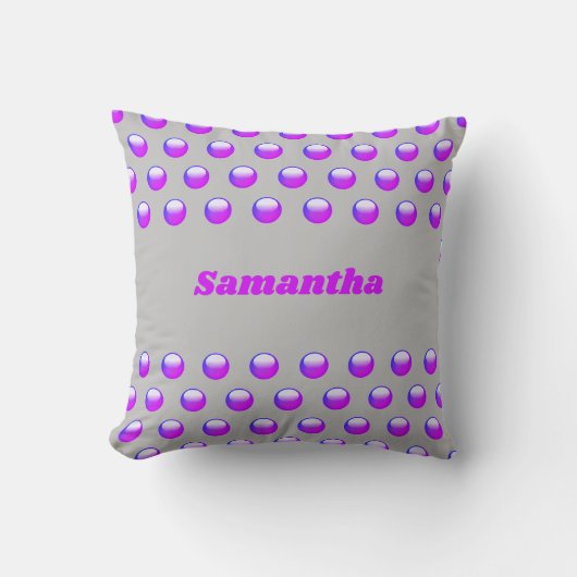 Coussin Prénom Moderne Géométrique à Points Violet (Recto)