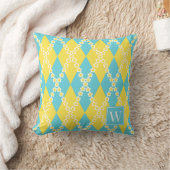 Coussin Prépa Daisy Argyle – Monogramme Jaune & Turquoise (Couverture)