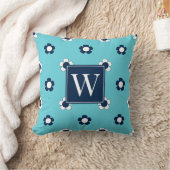 Coussin Préparation champ de marguerites – Monogramme turq (Couverture)