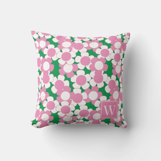 Coussin Préparation Fleur de Daisy – Monogramme Rose et Ve (Recto)