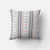Coussin Preppy Pink Blue Bows Florals Stripes Nursery (Verso)