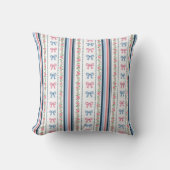 Coussin Preppy Pink Blue Bows Florals Stripes Nursery (Recto)
