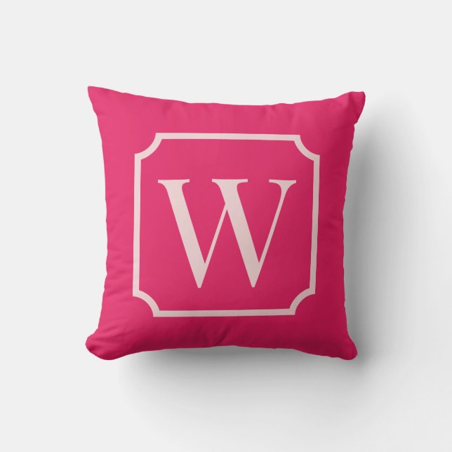 Coussin Preppy Pink Monogram Dorm Room Pillow  (Recto)