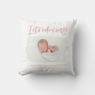 Coussin Présentation d'une naissance photo minimale élégan