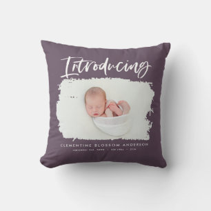 Coussin Présentation d'une naissance photo minimale élégan