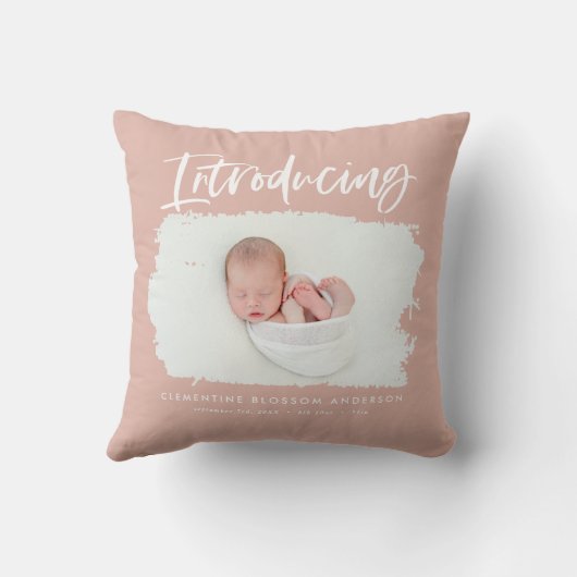 Coussin Présentation d'une photo de naissance minimale élé (Verso)