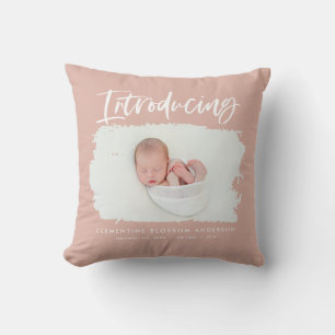 Coussin Présentation d'une photo de naissance minimale élé