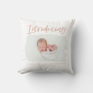 Coussin Présentation d'une photo de naissance minimale élé