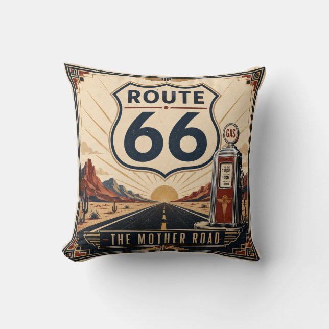 Coussin Présentation Rétro Sud-Ouest Rustique Route 66 (Recto)