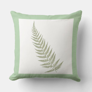 Coussin Pressé Botanique Feuilles de Ferne Vert Sage