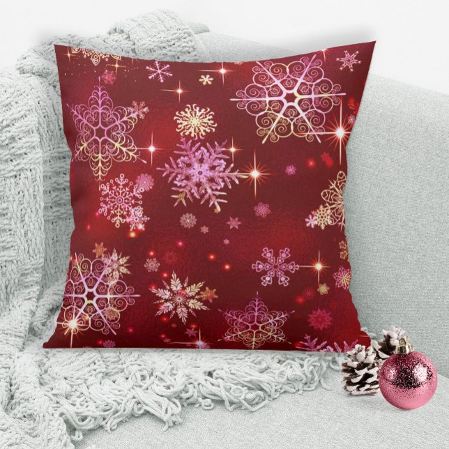 Coussin Prettiest Snowflakes Motif Red ID846 (Créateur téléchargé)