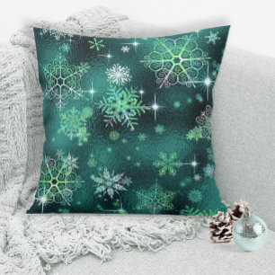 Coussin Prettist Snowflakes Motif Green ID846
