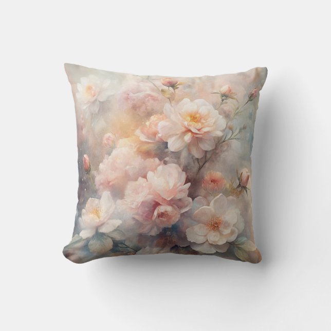 Coussin Pretty Pink and White Flowers  (Recto)