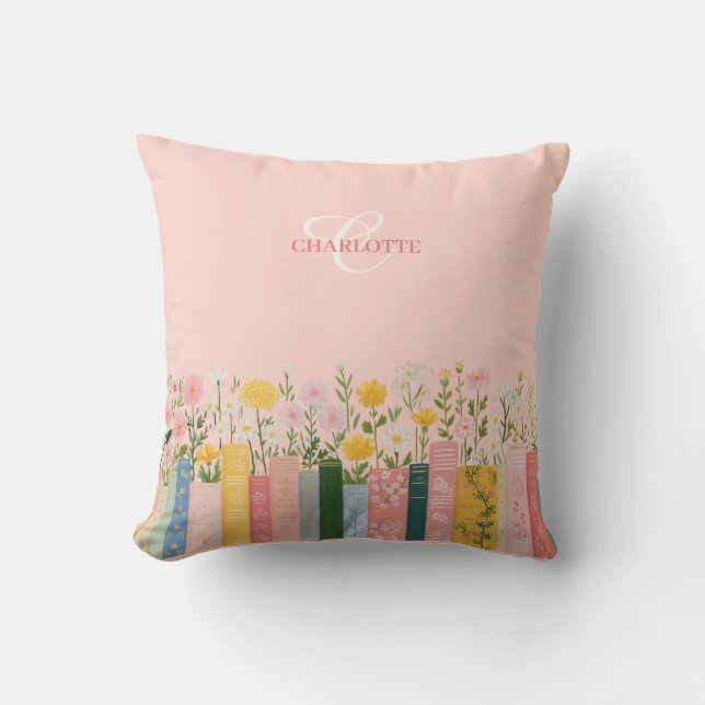 Coussin Pretty Spring Floral Bookish (Recto)