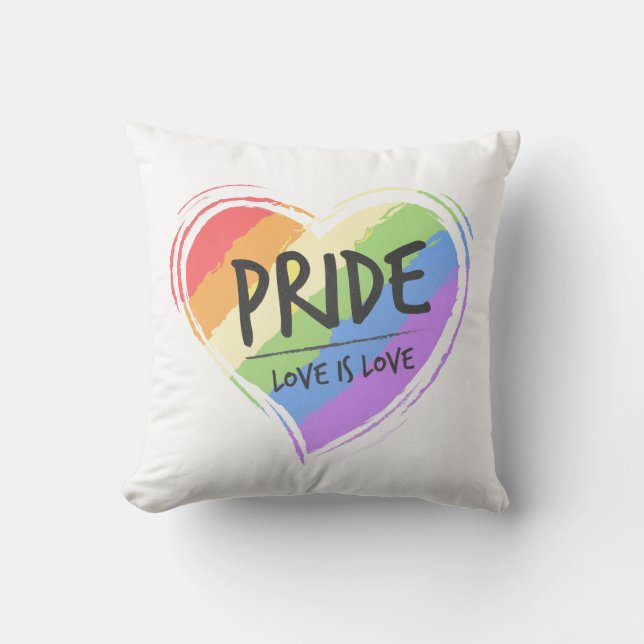 Coussin Pride L'amour est Amour Rainbow Heart (Recto)