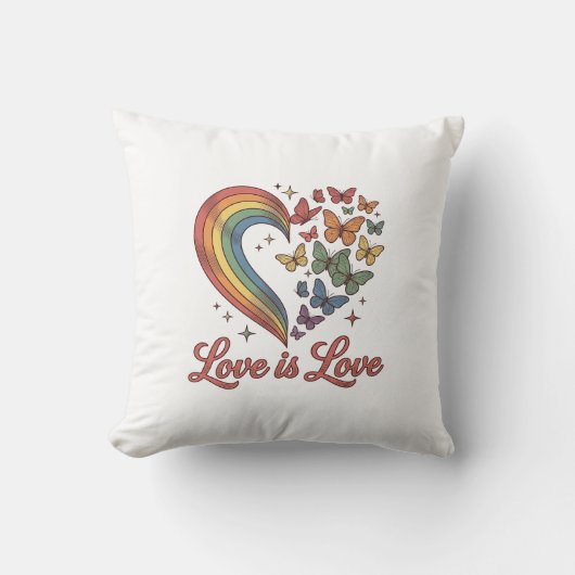 Coussin Pride Papillon Cœur L'Amour Est L'Amour Conception (Recto)