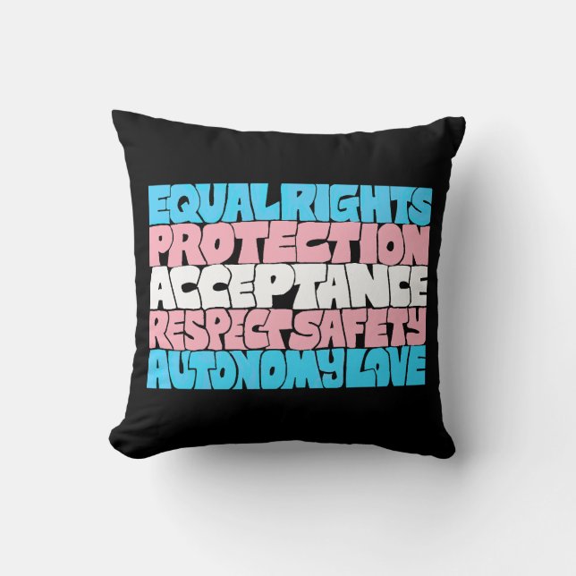 Coussin PRIDE Trans droits mot art drapeau LGBT offre cade (Recto)