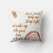 Coussin Prière chrétienne pour enfants Brown & rose | (Verso)
