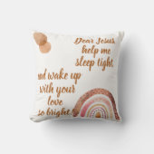 Coussin Prière chrétienne pour enfants Brown & rose | (Recto)