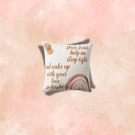 Coussin Prière chrétienne pour enfants Brown & rose |
