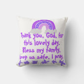 Coussin Prière chrétienne pour enfants violet et rose | (Recto)