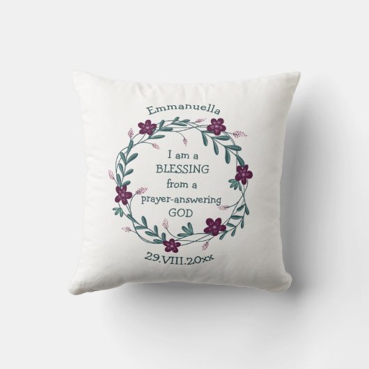 Coussin PRIÈRE DE BÉNÉDICTION RÉPONDANT À DIEU | Couronne  (Verso)