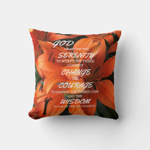 Coussin Prière de sérénité Orange Lily Fleurs Photo