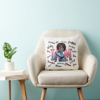 Coussin Prière et foi de la femme noire inspirante chrétie