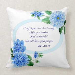 Coussin PRIEZ l'ESPOIR N'INQUIÈTENT PAS des fleurs de