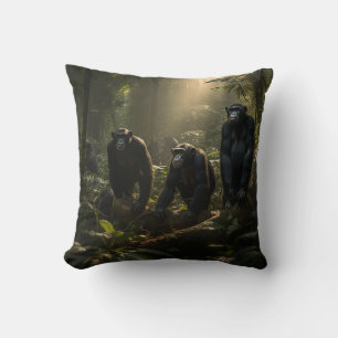 Coussin Primates de Forêt Majestic - Famille Chimpanzé