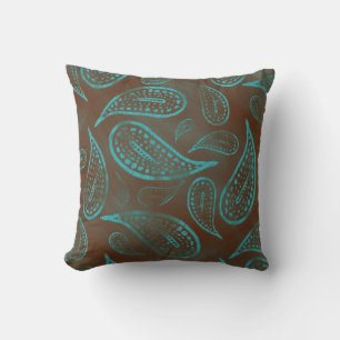 Coussin Primitive Smuchair Turquoise et Brown