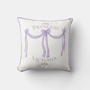 Coussin Princess Purple Aquarelle Nom Couronnes Or Fille