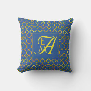 Coussin Princesse Bleu Quatrefeuille MONOGRAM Mariage