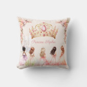 Coussin Princesse Couronne rose or Floral Nom de la fille (Recto)