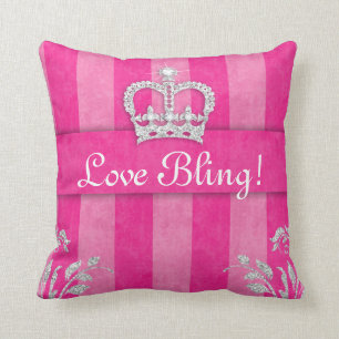 Coussin Princesse Crown Pillow PInk Tiara Bling