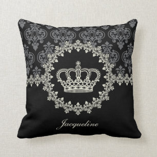 Coussin Princesse Crown Vintage Damask Pillow