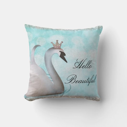 Coussin Princesse cygne faux or paillettes conte de fée pe (Recto)