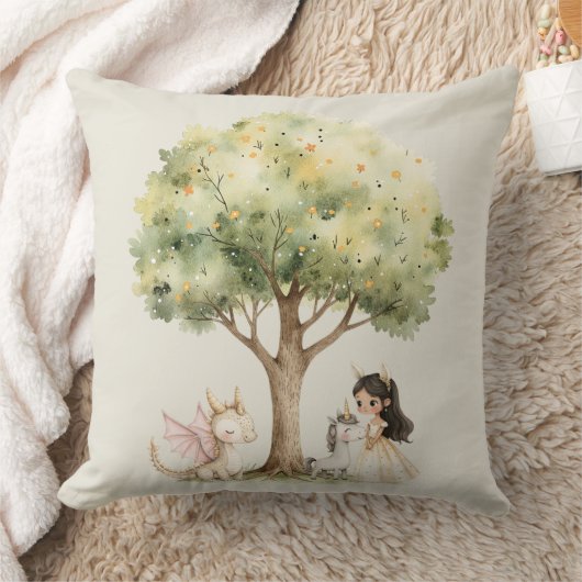Coussin Princesse de conte de fée à l'aquarelle Fantaisist (Couverture)