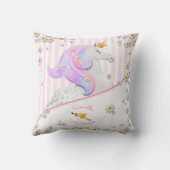 Coussin Princesse de licorne rose rayée (Verso)