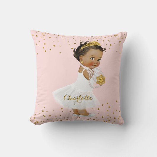 Coussin Princesse ethnique Ballerina Nursery Name d'or (Recto)