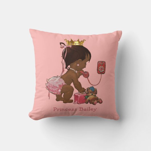 Coussin Princesse ethnique personnalisée sur téléphone Ted (Recto)